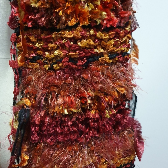 Multicoloured Warm fluffy Wool Knitted Scarf - Picture 2 of 7